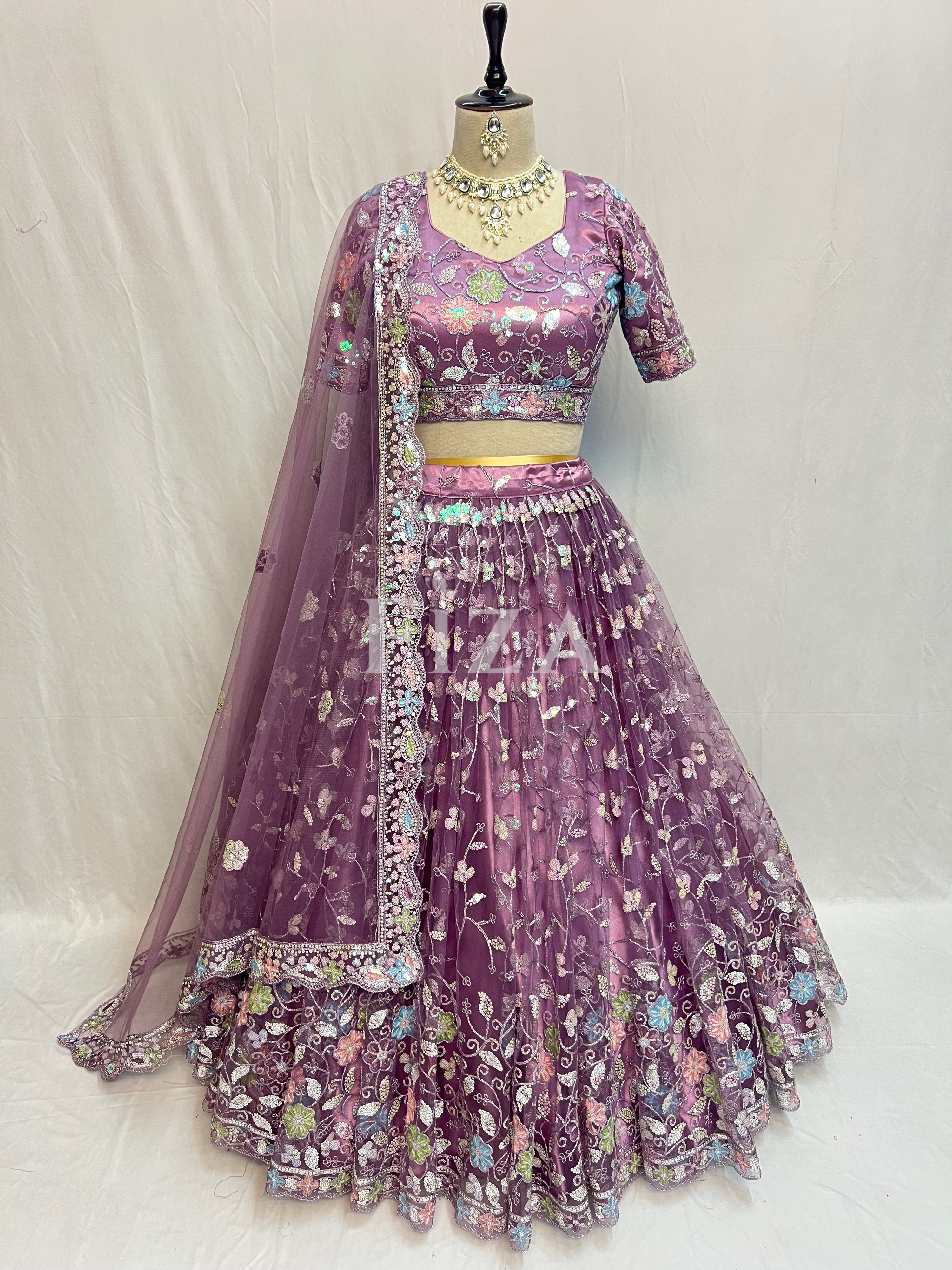 Lavender Blossom Sequined Lehenga Choli