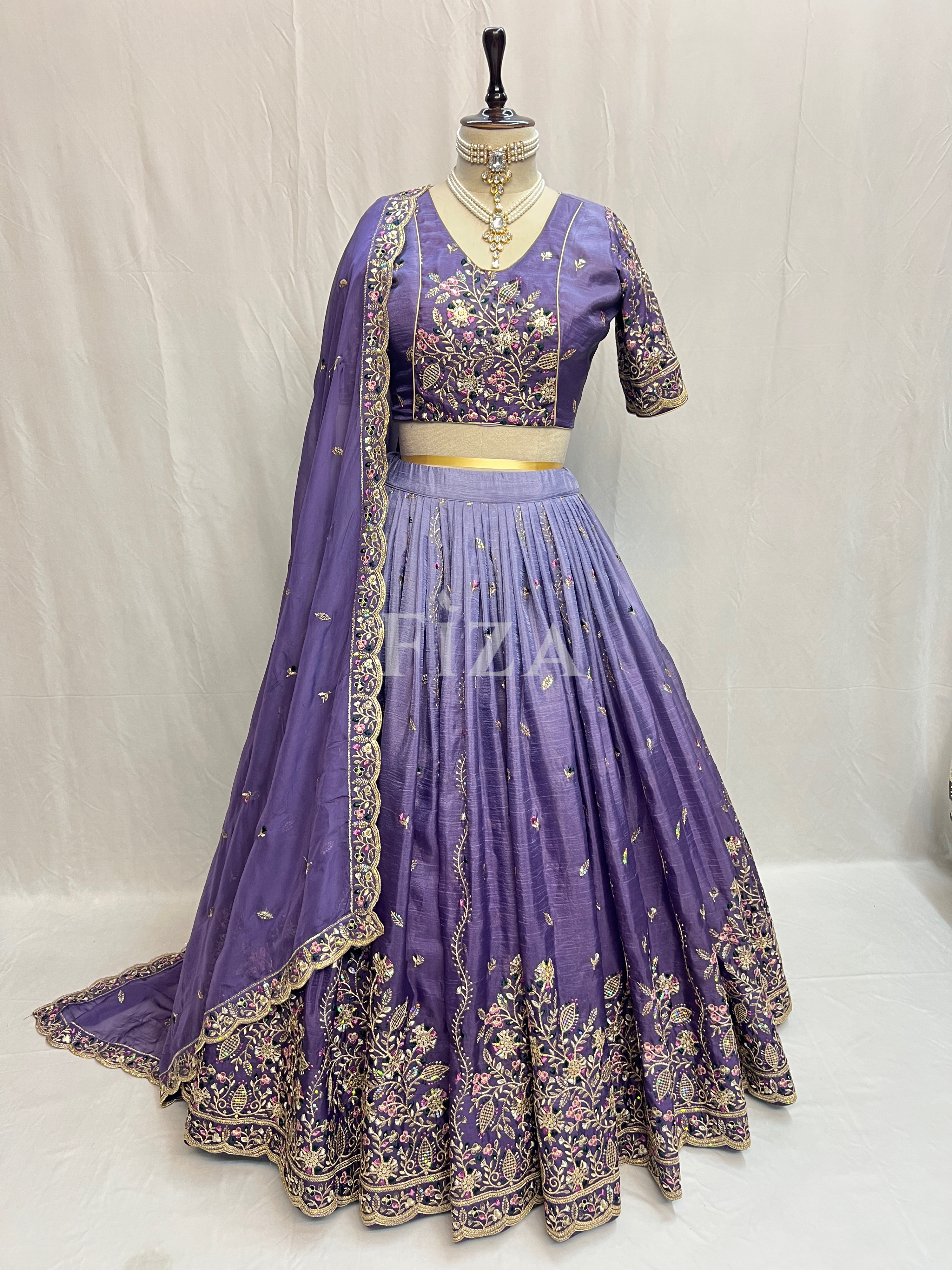 Royal Purple Zardozi & Resham Work Lehenga Set