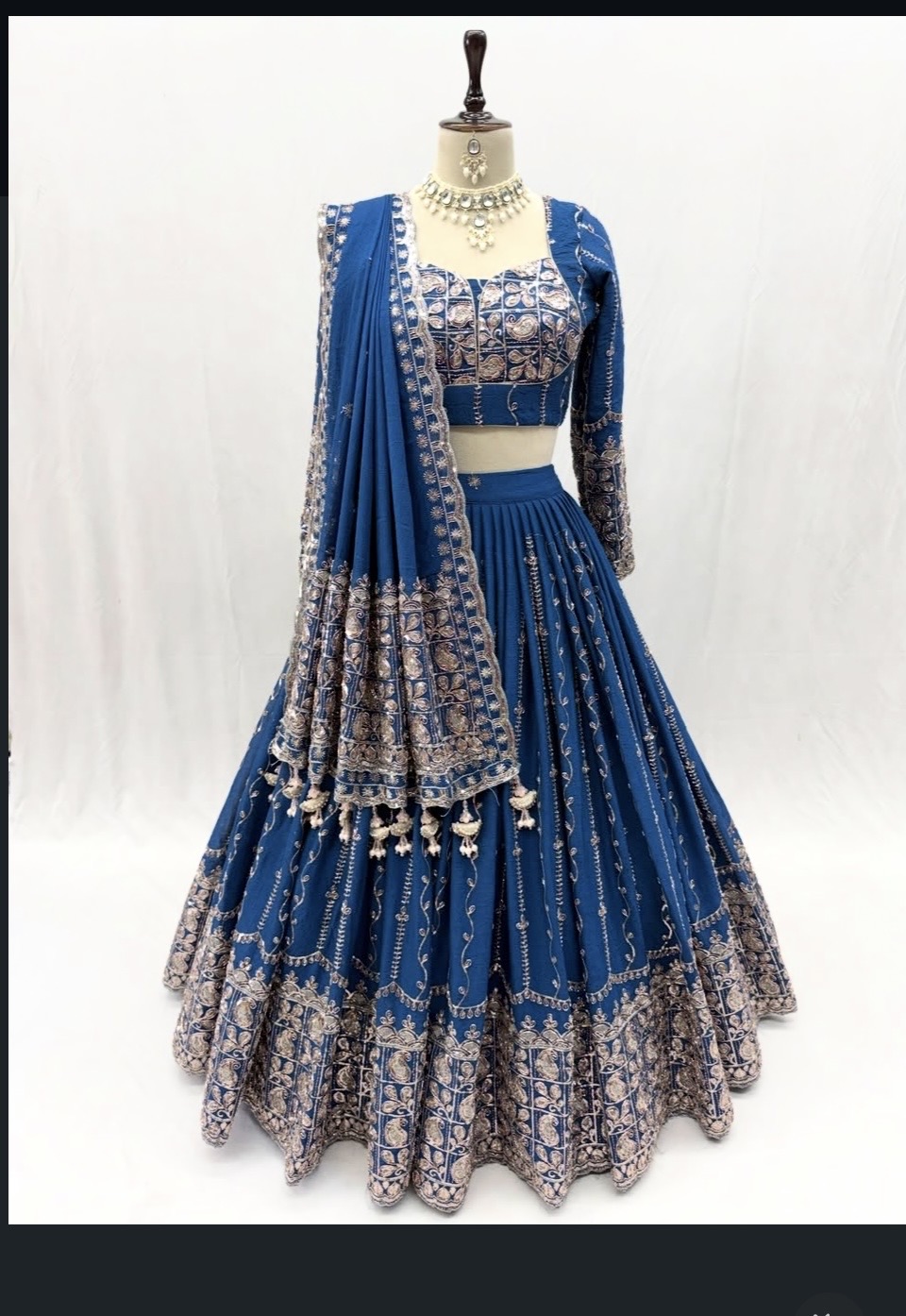 Royal Blue Embroidered Georgette Lehenga Choli